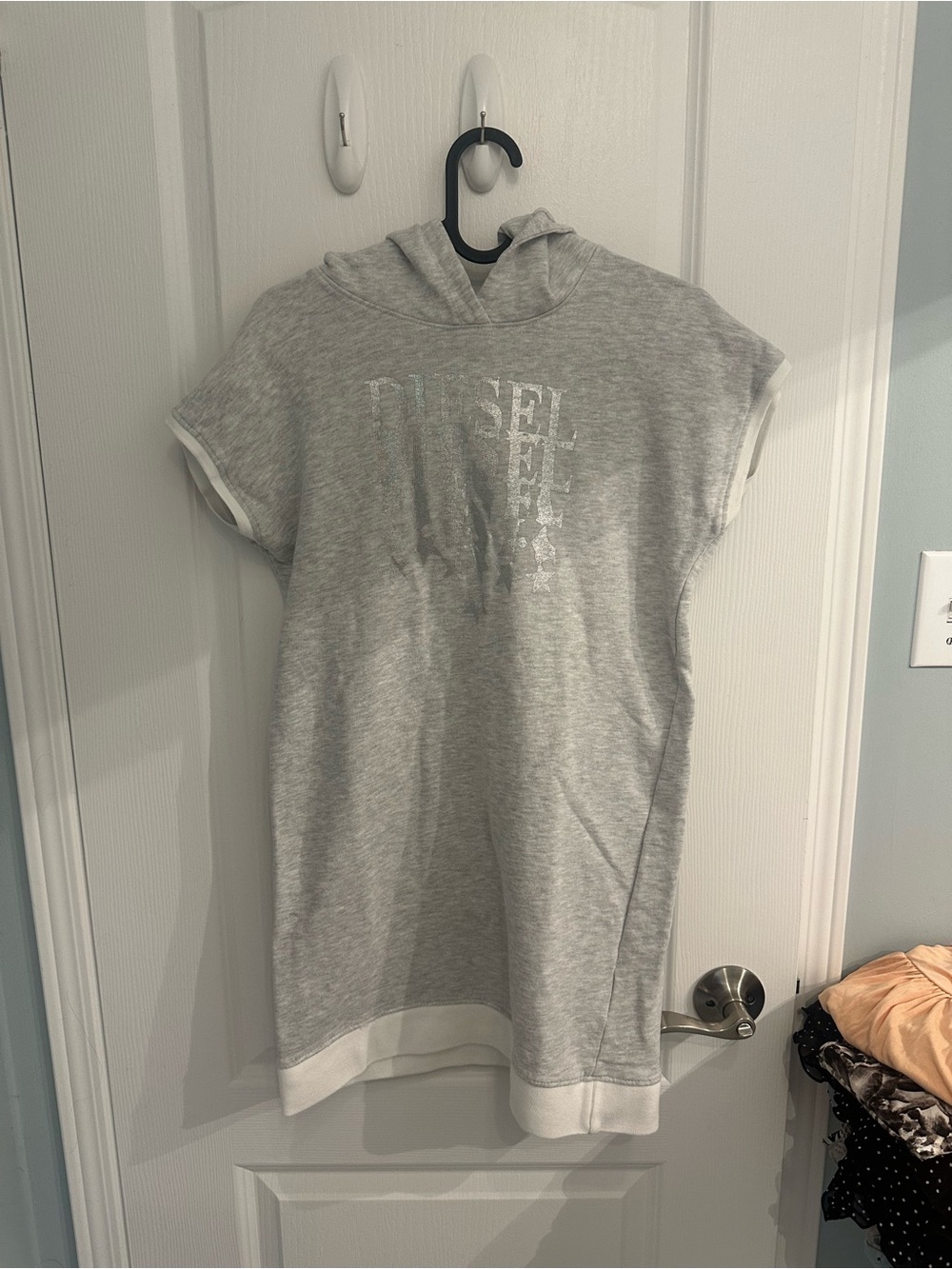 Diesel Gray Hooded Short-Sleeve Mini Dress